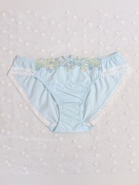 US-M/JP-LL Japanese Brand Satin Bow Rose Embroidery Breathable Cotton Panties